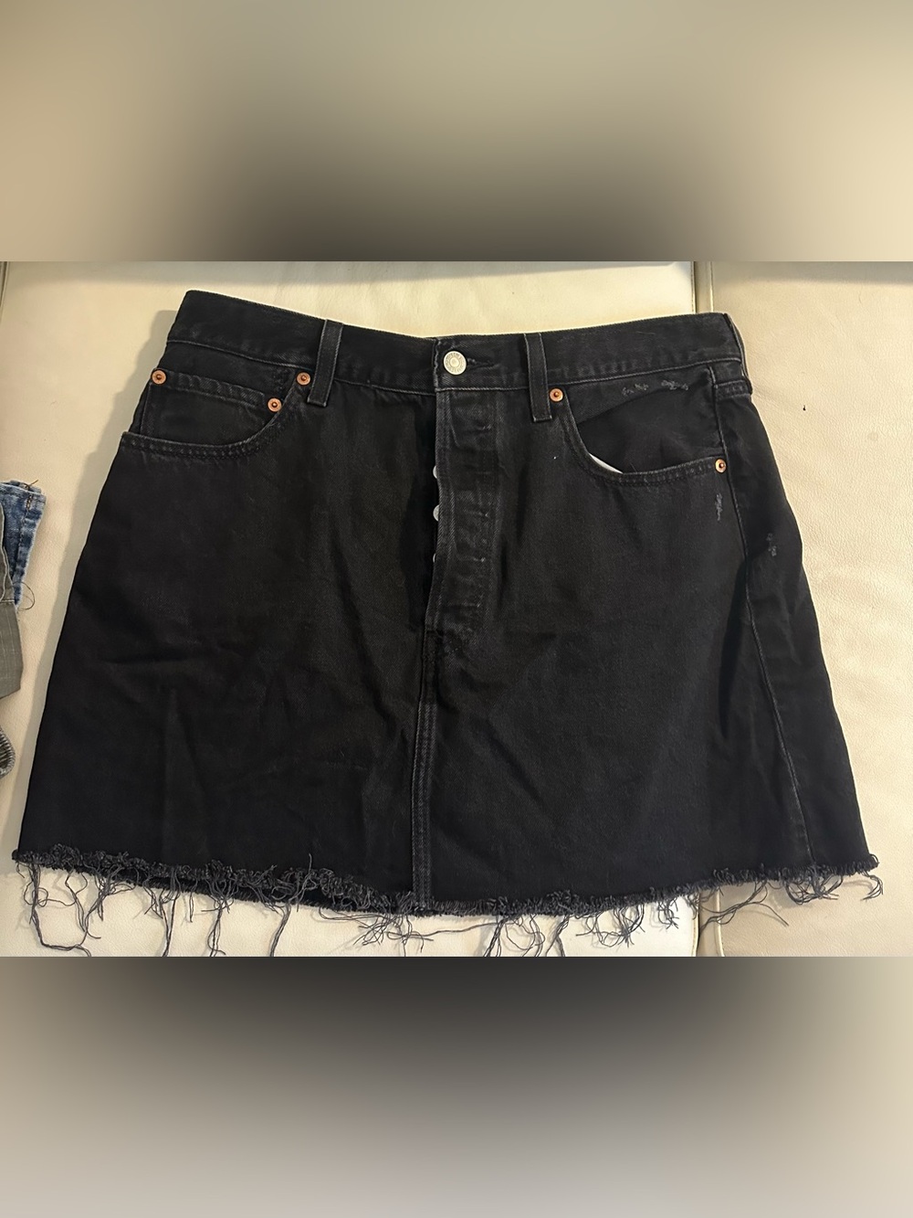 Levi's Black Denim Mini Skirt with Raw Hem